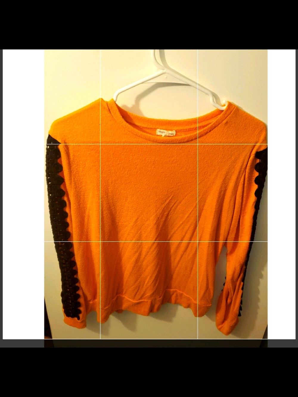 Heart & Hips Orange Sweater with Black Lace Sleeve Trim